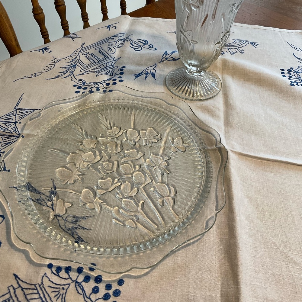 Depression Glass Vase and Plate